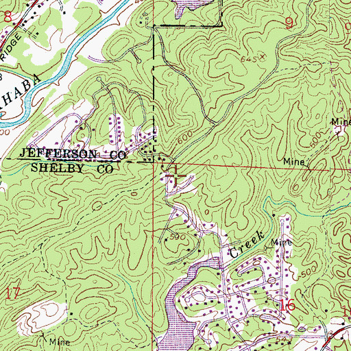 Topographic Map of Cahaba Number 1 Mine, AL