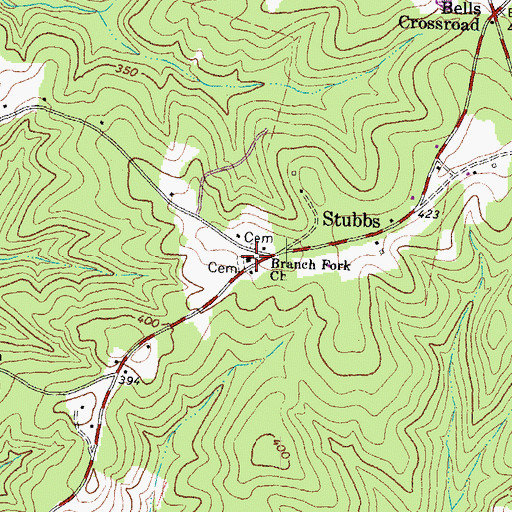 Topographic Map of Branch Fork Church, VA