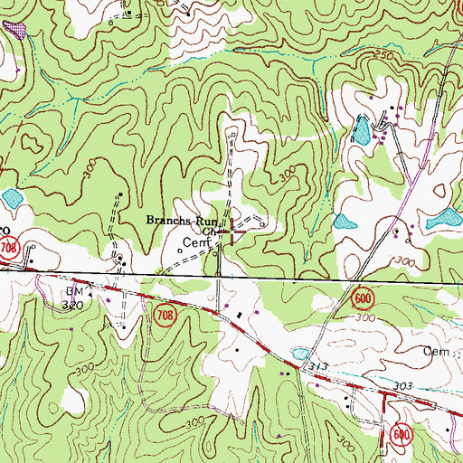 Topographic Map of Branchs Run Church, VA