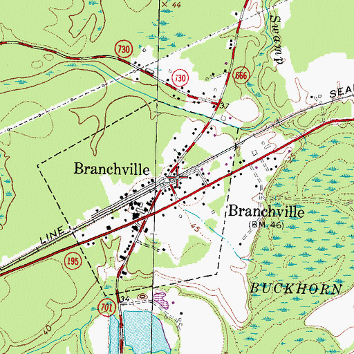 Topographic Map of Branchville, VA