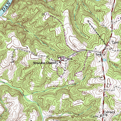 Topographic Map of Brandon Chapel, VA