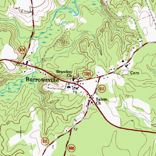 Topographic Map of Brandon Church, VA
