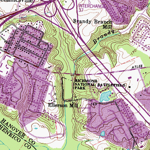 Topographic Map of Brandy Branch, VA