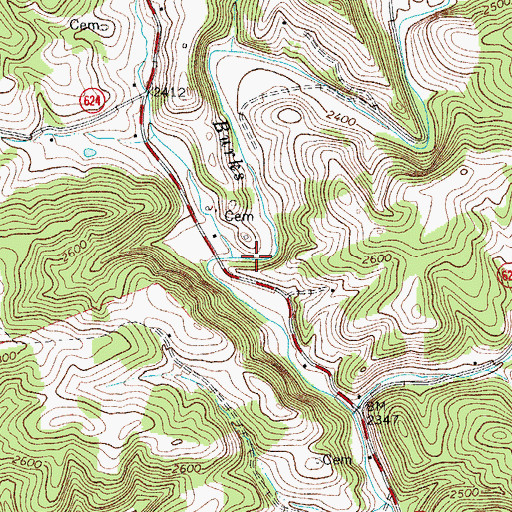 Topographic Map of Brannon Branch, VA