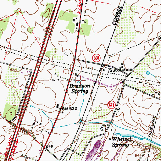 Topographic Map of Branson Spring, VA