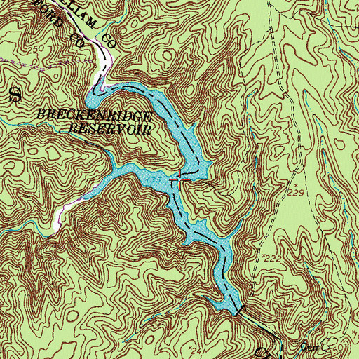 Topographic Map of Breckenridge Reservoir, VA