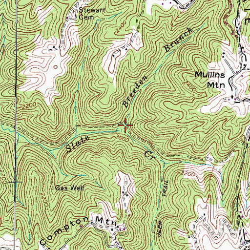 Topographic Map of Breeden Branch, VA
