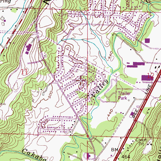 Topographic Map of Cahaba Valley Estates, AL