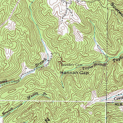 Topographic Map of Breeden Cemetery, VA