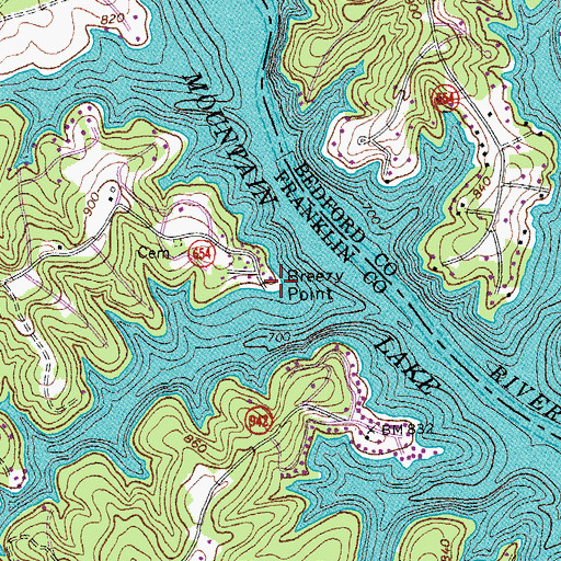 Topographic Map of Breezy Point, VA