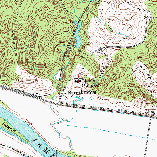 Topographic Map of Bremo Mansion, VA