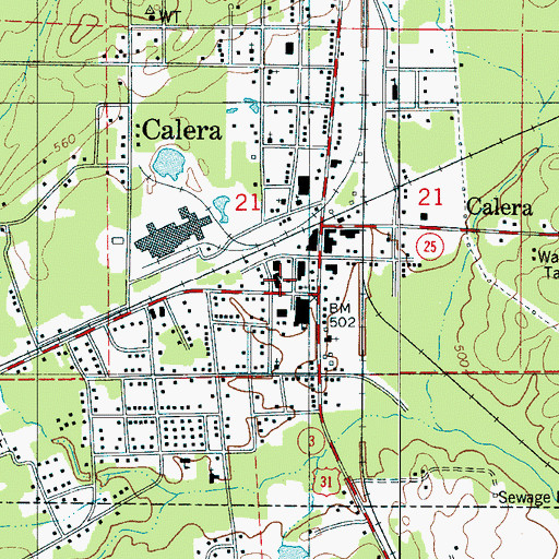 Topographic Map of Calera First United Methodist Church, AL