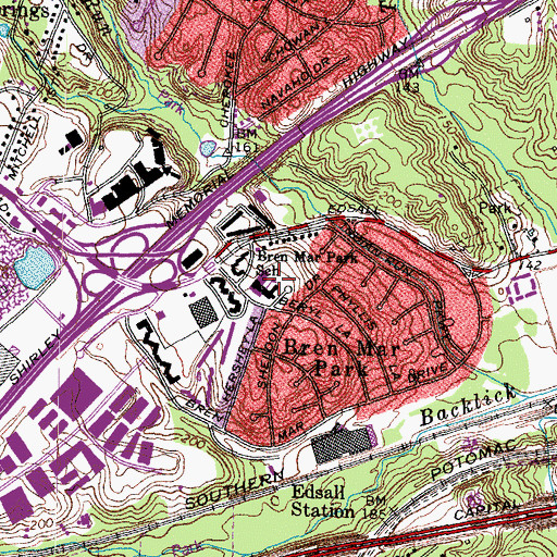 Topographic Map of Bren Mar Park Elementary School, VA