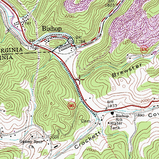 Topographic Map of Brewster Hollow, VA