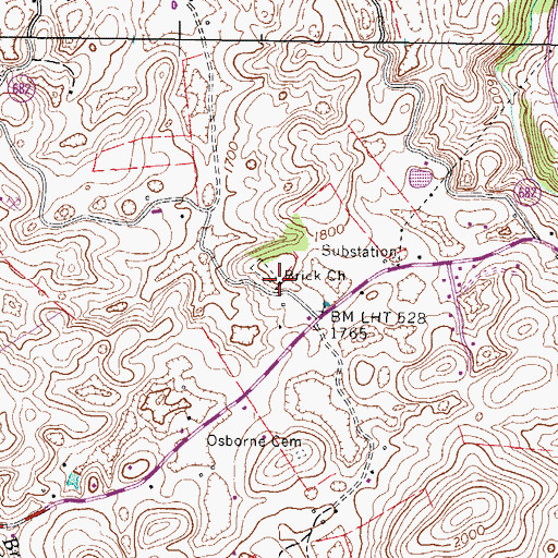 Topographic Map of Brick Church, VA