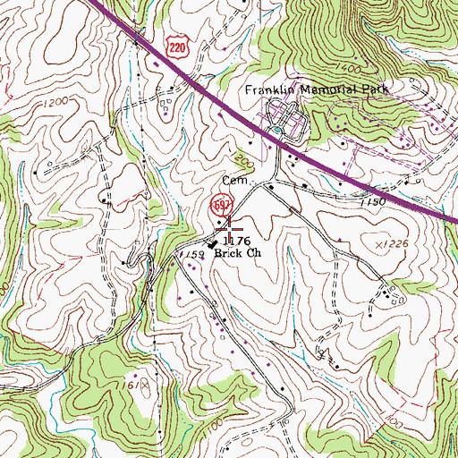 Topographic Map of Brick Church, VA