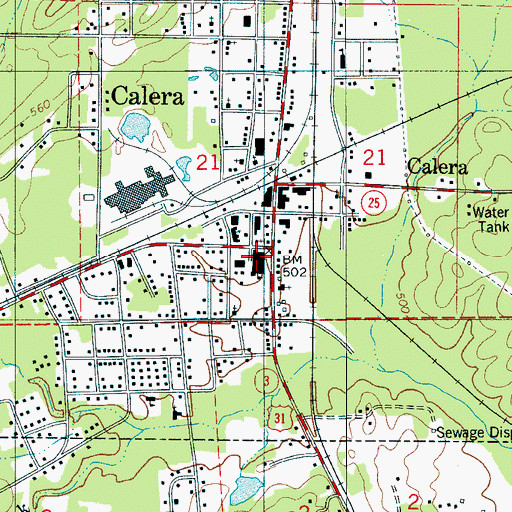 Topographic Map of Calera High School, AL