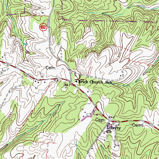 Topographic Map of Brick Church School, VA
