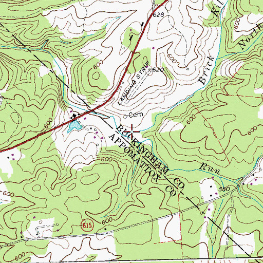 Topographic Map of Brick Kiln Branch, VA