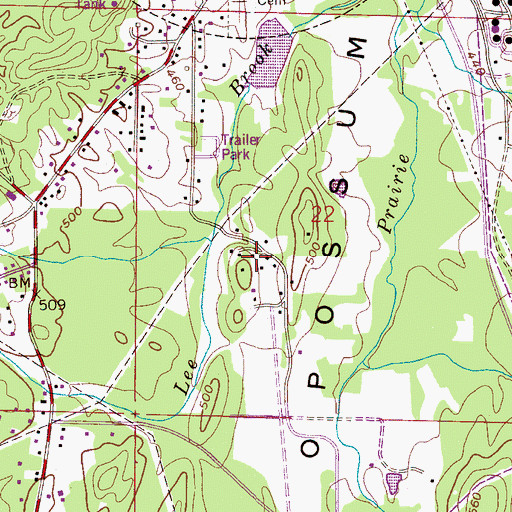 Topographic Map of Calliston, AL