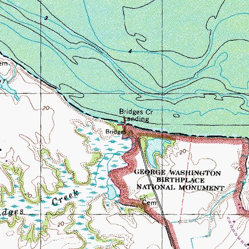 Topographic Map of Bridges Creek, VA