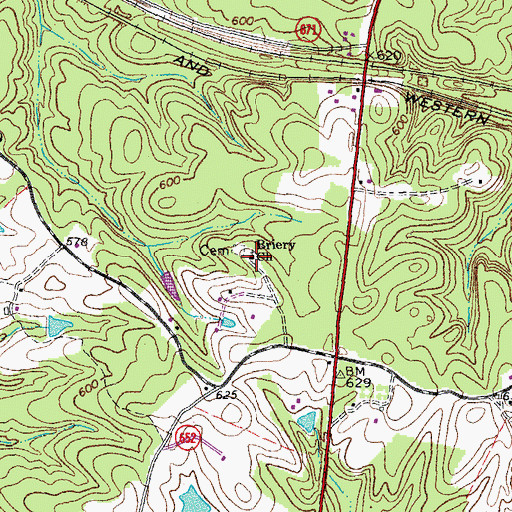 Topographic Map of Briery Church, VA