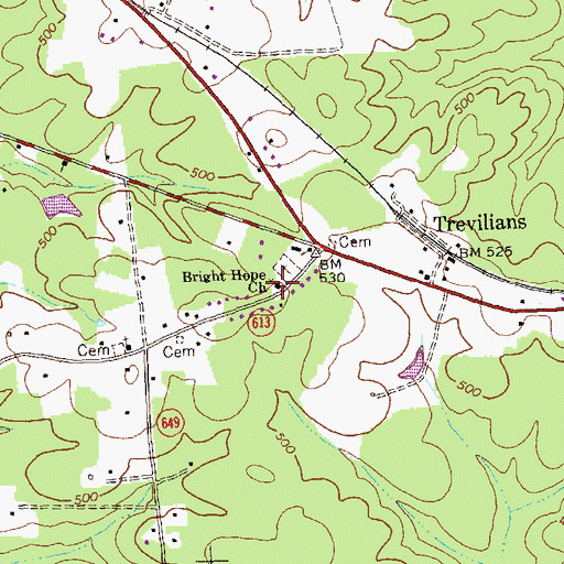 Topographic Map of Bright Hope Church, VA