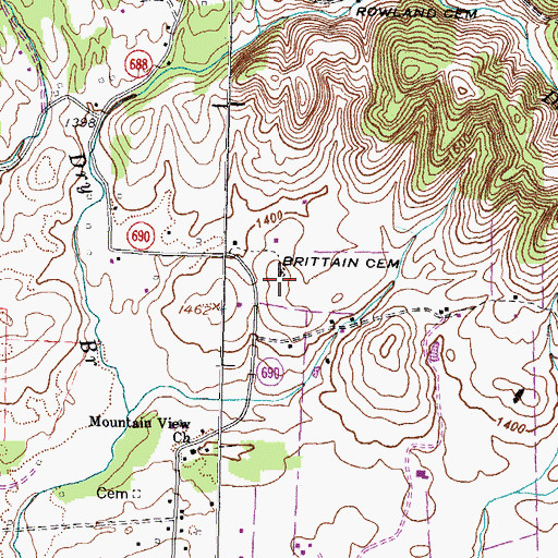 Topographic Map of Brittain Cemetery, VA