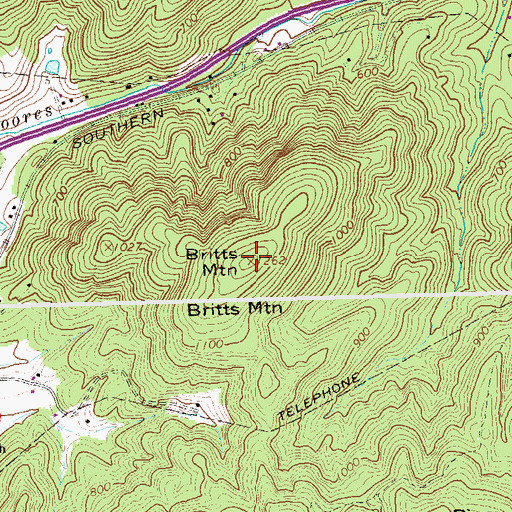 Topographic Map of Britts Mountain, VA