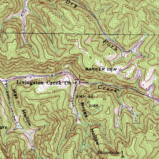 Topographic Map of Broad Hollow, VA