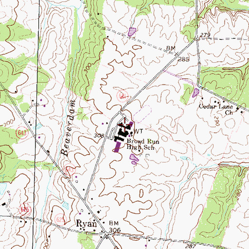 Topographic Map of Broad Run High School, VA