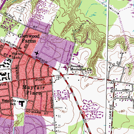 Topographic Map of Broadus Memorial Church, VA