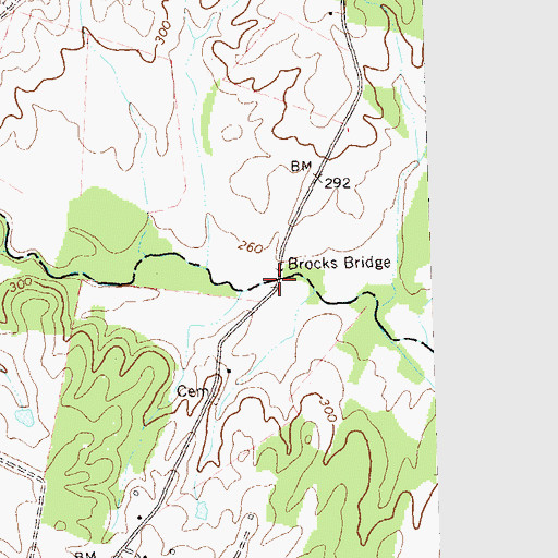 Topographic Map of Brocks Bridge, VA