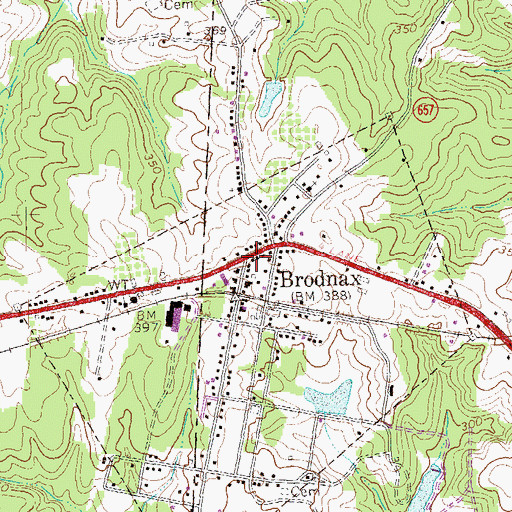 Topographic Map of Brodnax, VA