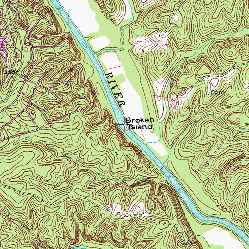Topographic Map of Broken Island, VA