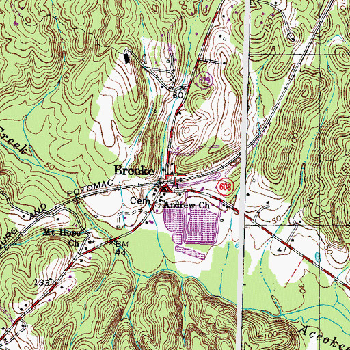 Topographic Map of Brooke, VA