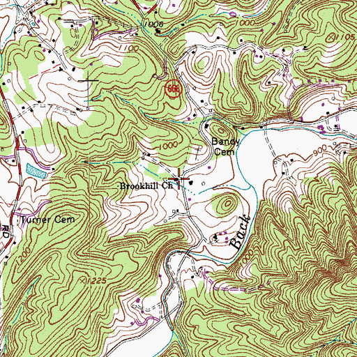 Topographic Map of Brookhill Church, VA