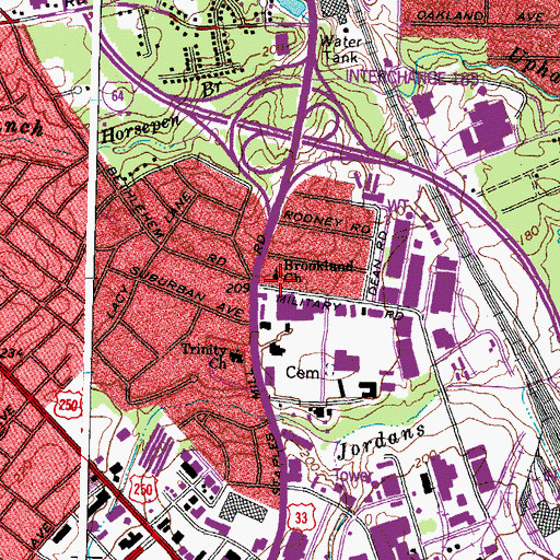 Topographic Map of Brookland Church, VA