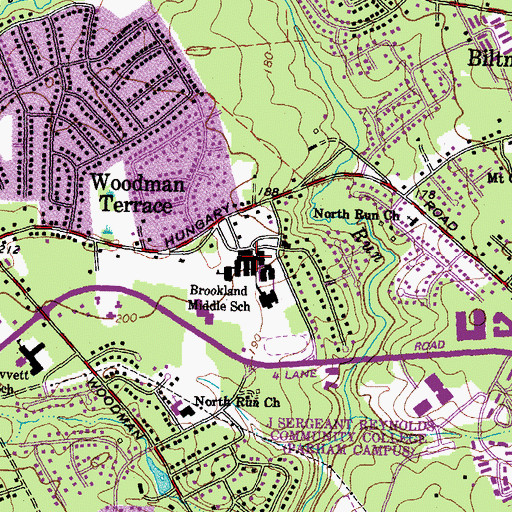 Topographic Map of Brookland Middle School, VA