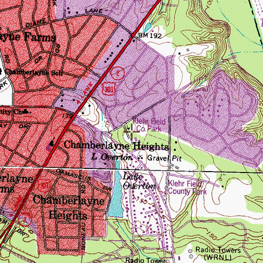 Topographic Map of Brookland Recreation Center, VA