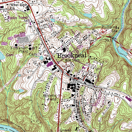 Topographic Map of Brookneal, VA