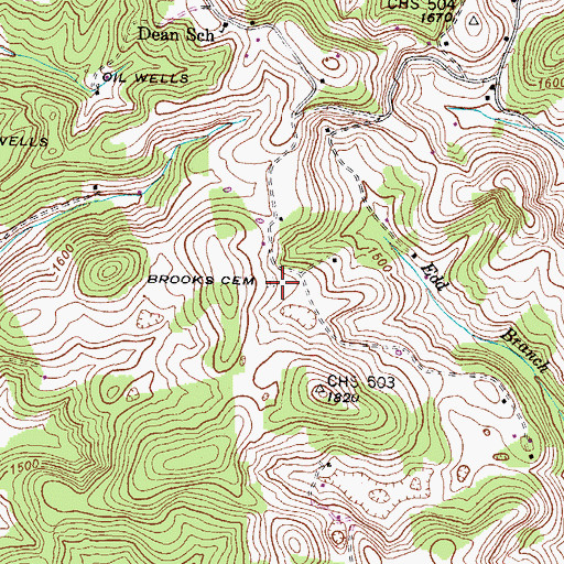 Topographic Map of Brooks Cemetery, VA