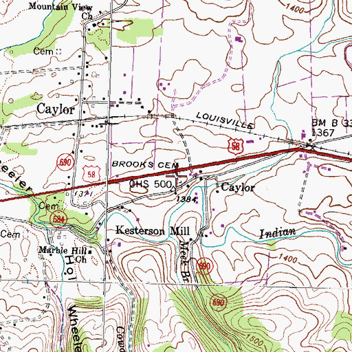 Topographic Map of Brooks Cemetery, VA