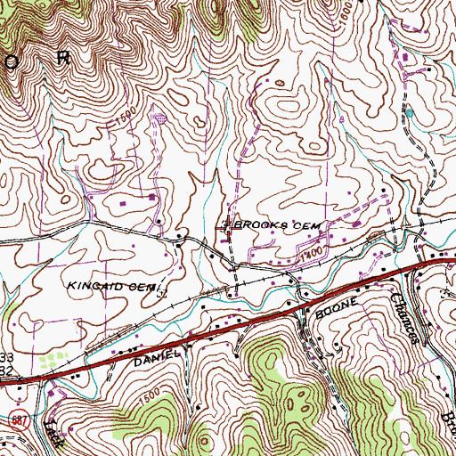 Topographic Map of Brooks Cemetery, VA