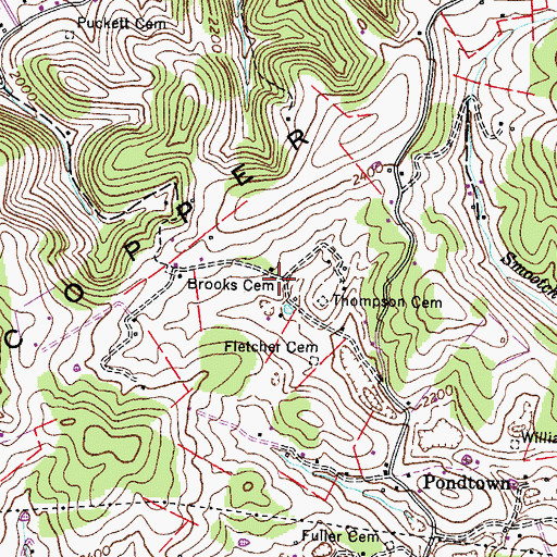 Topographic Map of Brooks Cemetery, VA