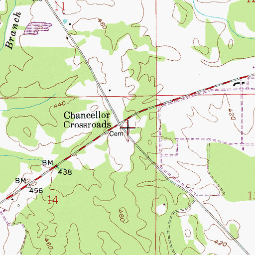 Topographic Map of Chancellor Cemetery, AL