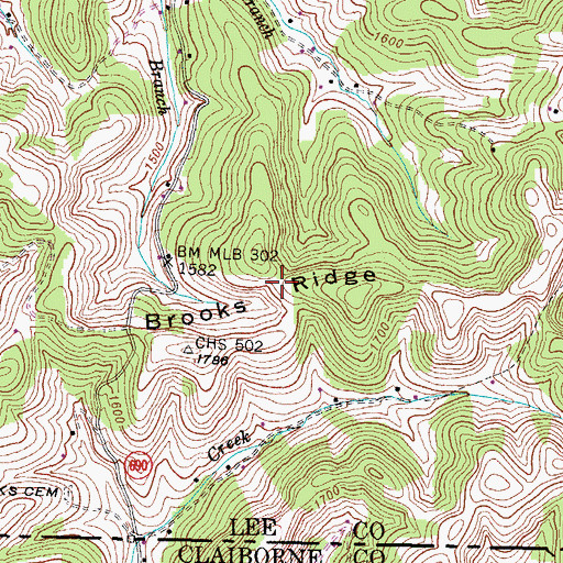 Topographic Map of Brooks Ridge, VA