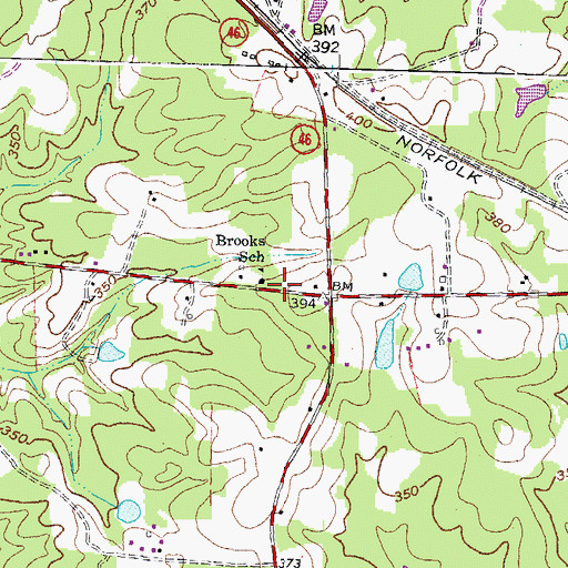 Topographic Map of Brooks School, VA