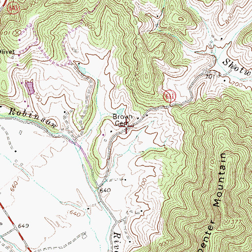 Topographic Map of Brown Cemetery, VA