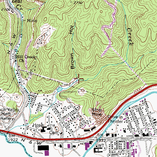 Topographic Map of Brown Hollow, VA